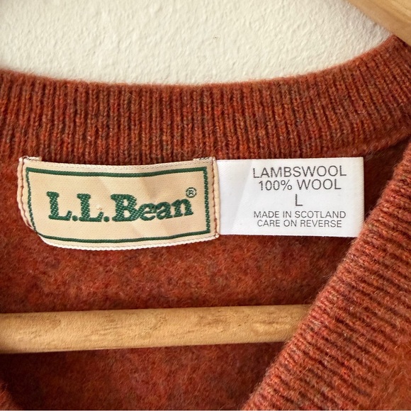 L.L. Bean | Vintage Brick V-Neck Lambswool Preppy Sweater Vest | Size Medium - Picture 3 of 9